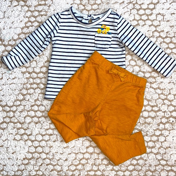 Carter’s Infant 9M Girl’s Striped Tee & Slub Pant Set - Picture 2 of 12